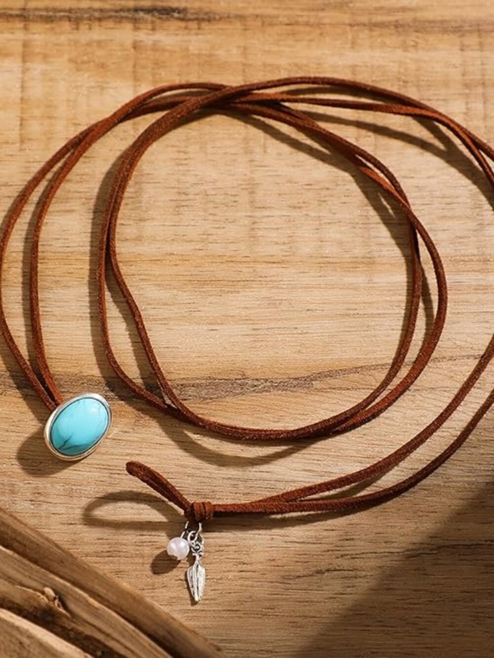Boho Western Necklace | Country Concert Cowgirl Jewelry Choker & Long Leather Ch - Picture 3 of 3
